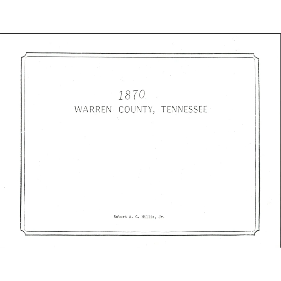 1870 Census, Warren County, Tennessee