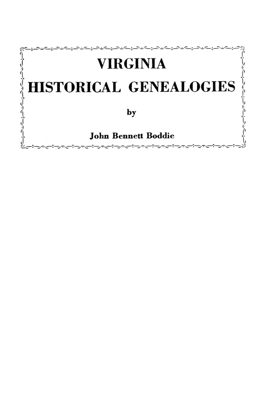 Virginia Historical Genealogies