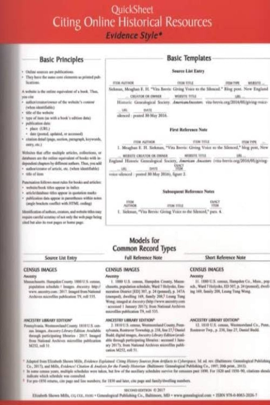 QuickSheet: Citing Online Historical Sources