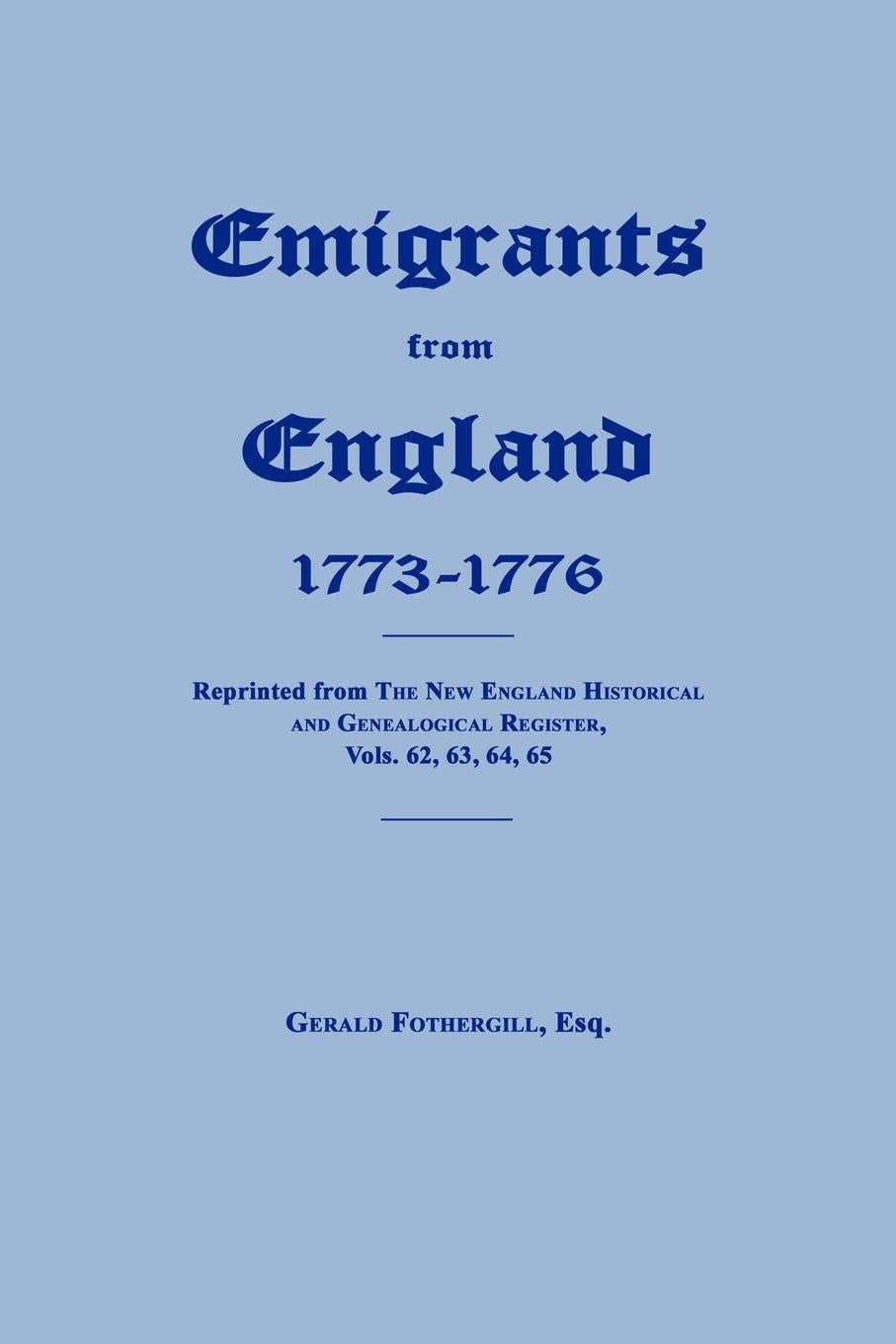 Emigrants From England 1773-1776