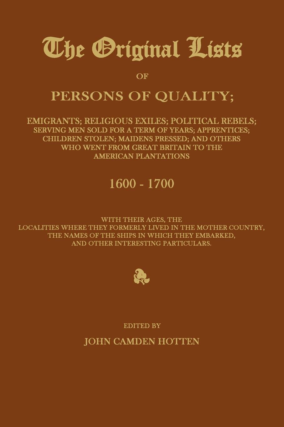 The Original Lists of Persons of Quality