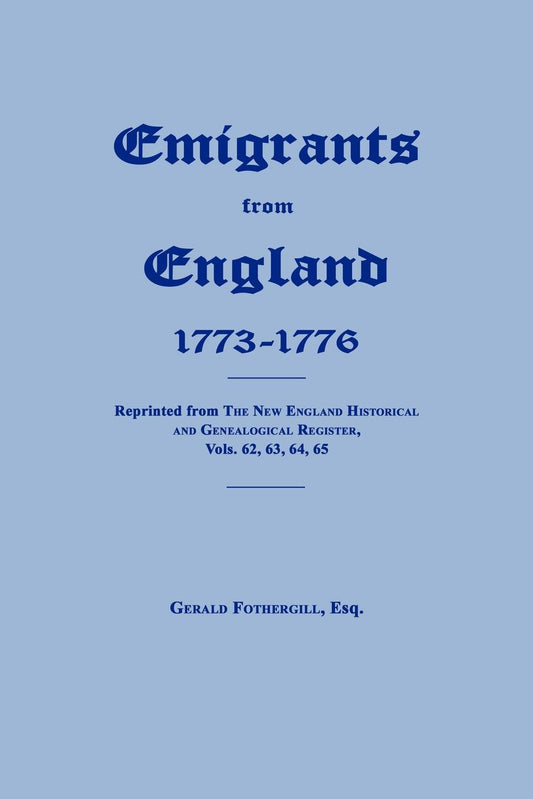 Emigrants From England 1773-1776